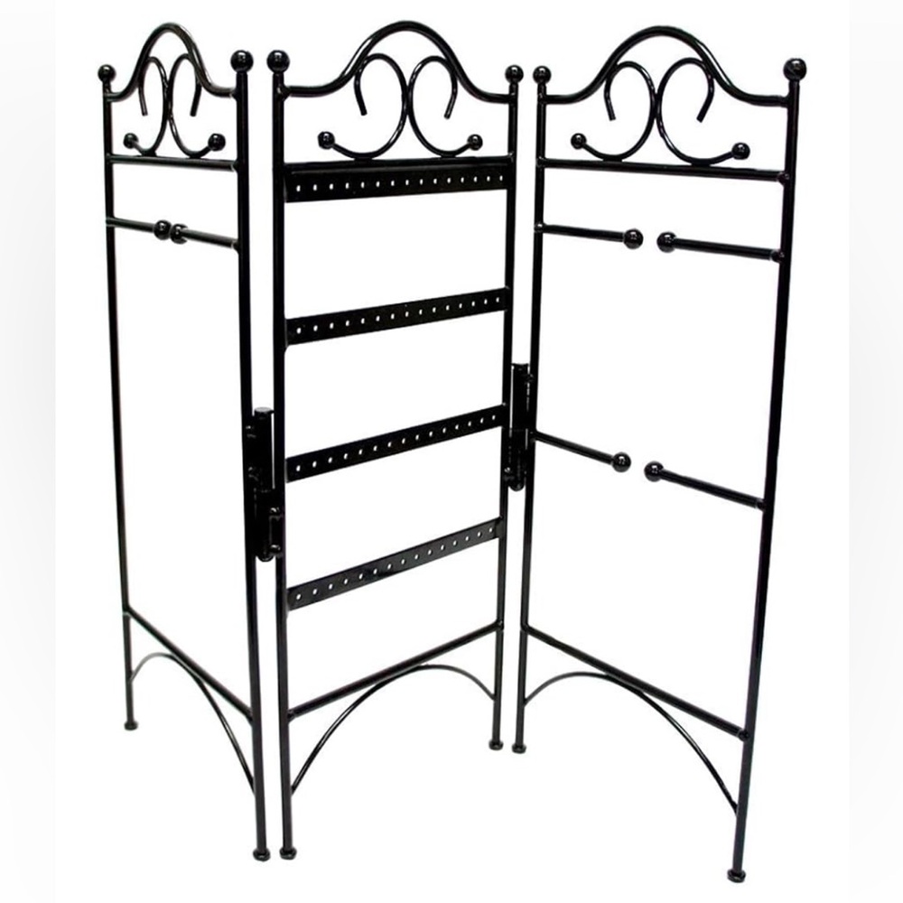 Mango Steam 3-Panel Organizer for Hanging Earrings, Bracelets, & Necklaces, Blac